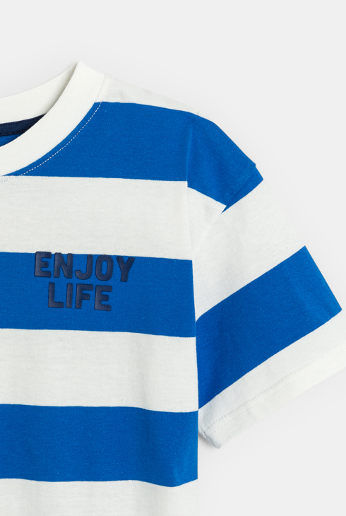 Blaues Kurzarm-T-Shirt mit Streifen für Jungen
