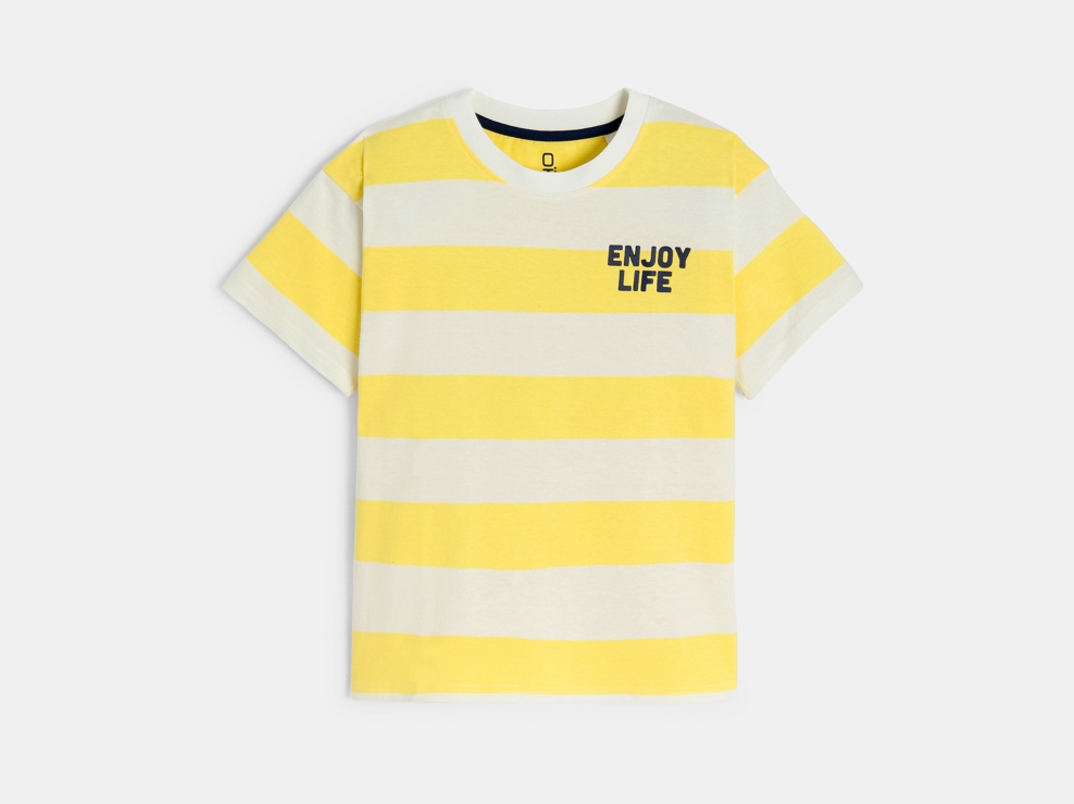 T-shirt manches courtes à rayures jaune Garçon 1