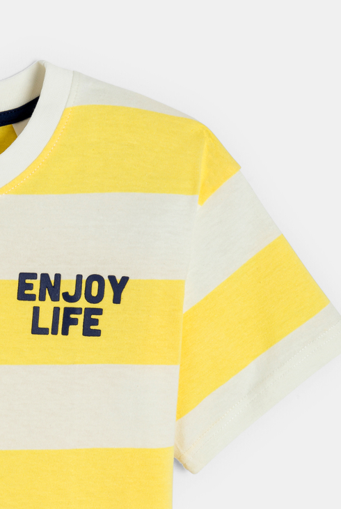 Gelbes Kurzarm-T-Shirt mit Streifen für Jungen