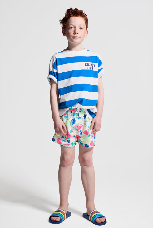 Blaues Kurzarm-T-Shirt mit Streifen für Jungen 2