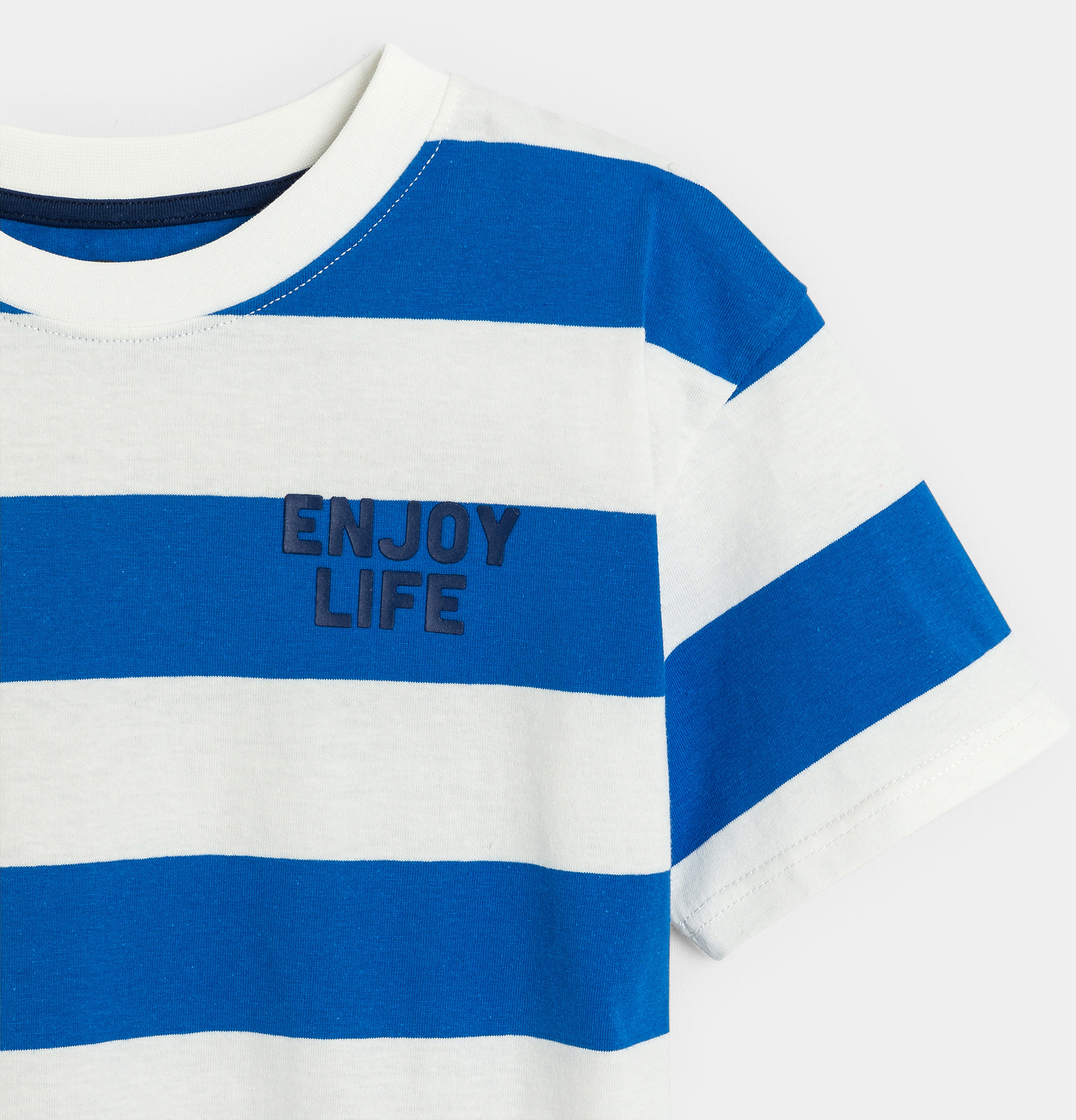 T-shirt manches courtes à rayures bleu Garçon