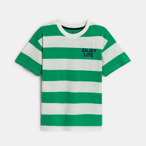 Boy's green striped short-sleeve T-shirt 1