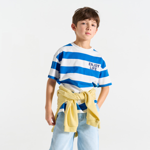 Boy's blue striped short-sleeve T-shirt 1