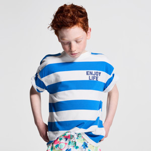 Blaues Kurzarm-T-Shirt mit Streifen für Jungen