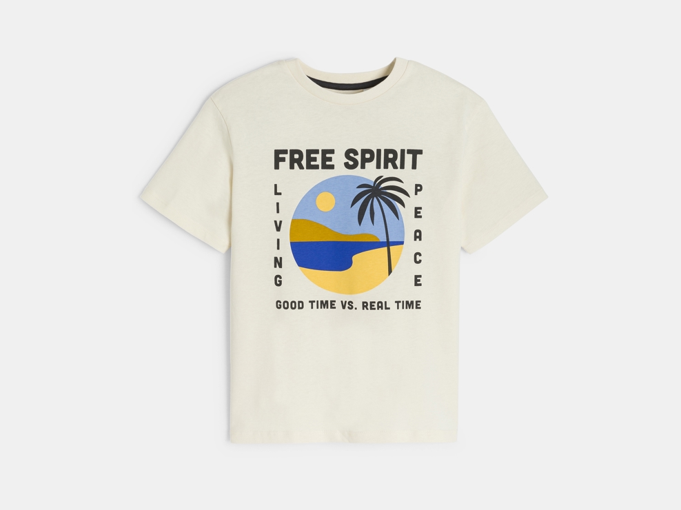 Weißes Kurzarm-T-Shirt mit Motiv für Jungen 1