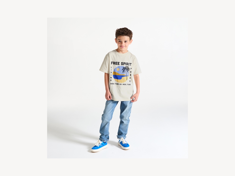 Weißes Kurzarm-T-Shirt mit Motiv für Jungen 1