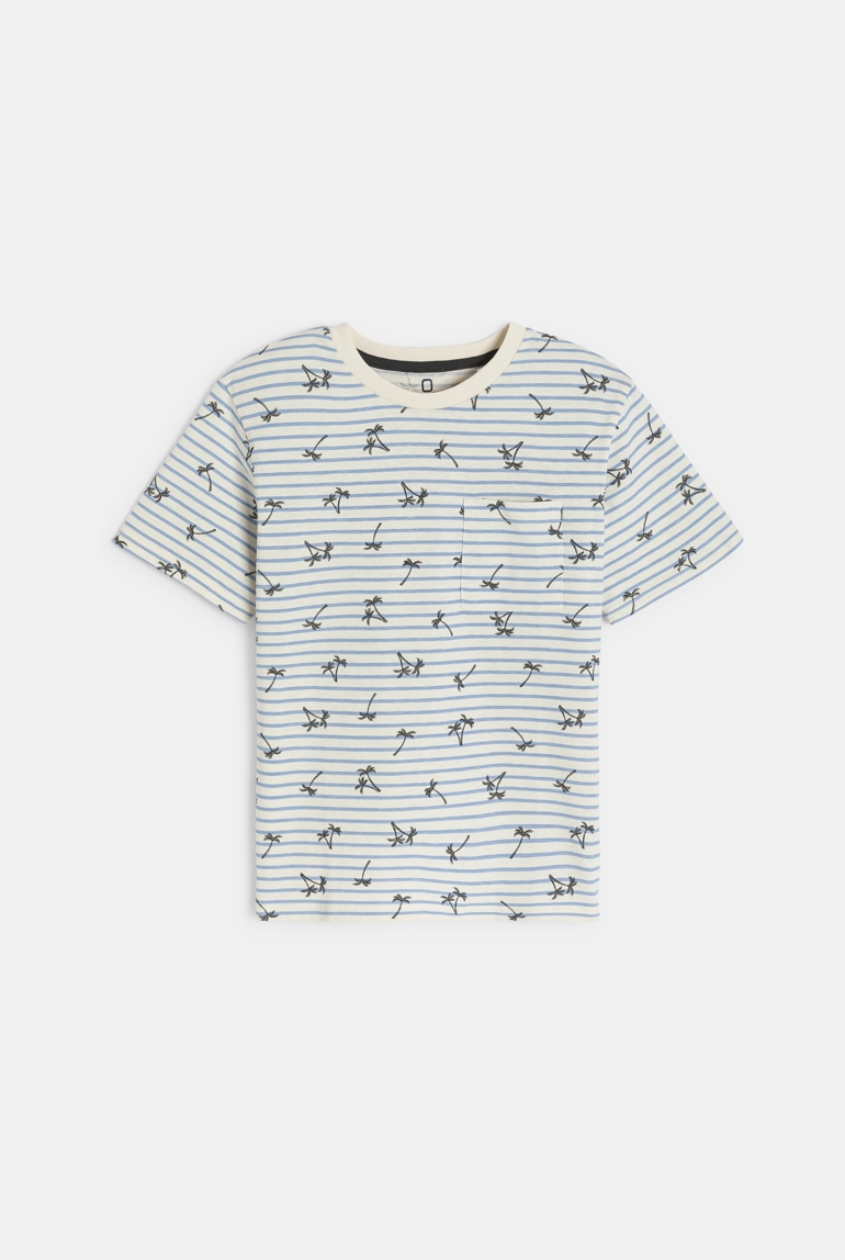 Camiseta a rayas estampada azul niño 1