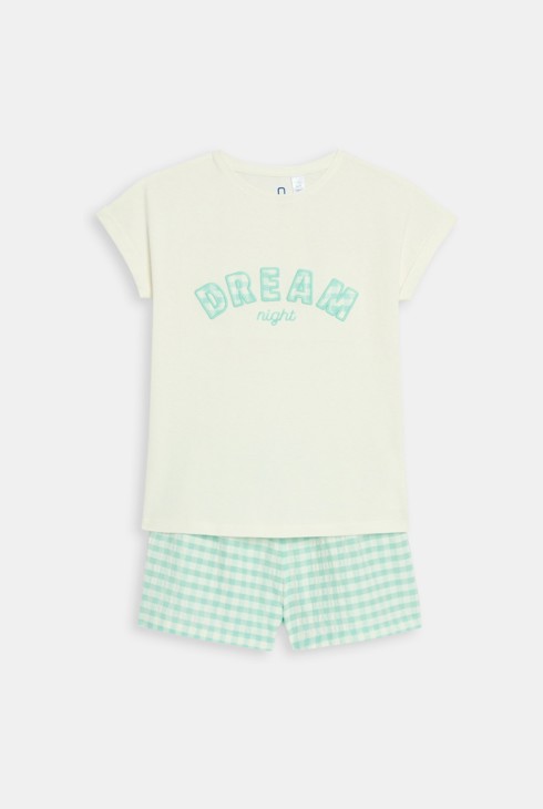 Girl's pastel green 2-piece shortie pyjamas 2