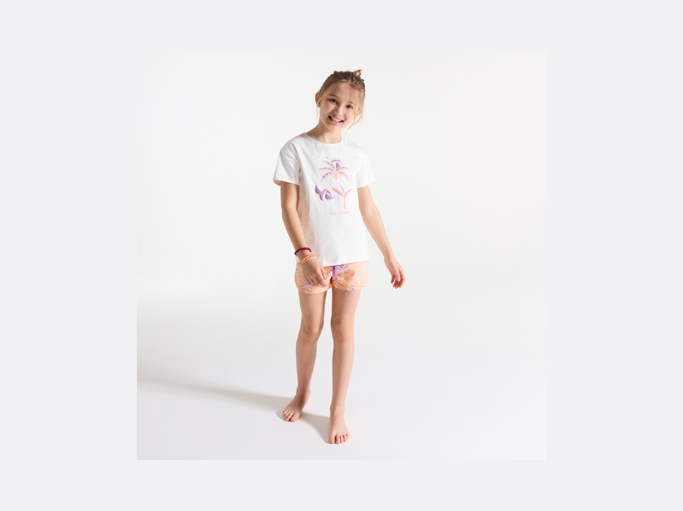 Pyjama-short 2 pièces en jersey blanc Fille 1