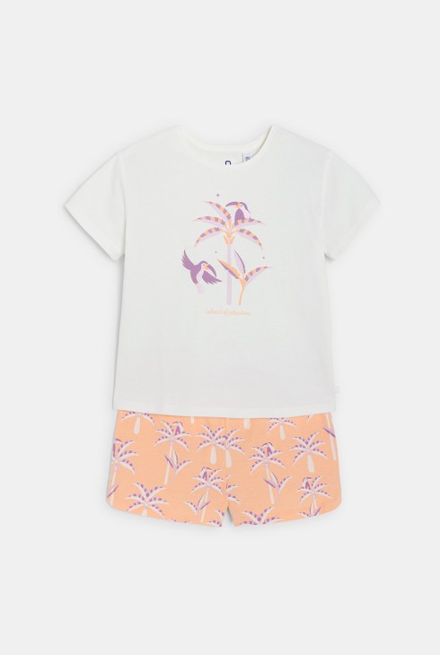 Pyjama-short 2 pièces en jersey blanc Fille 2