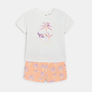 Pyjama-short 2 pièces en jersey blanc Fille 1