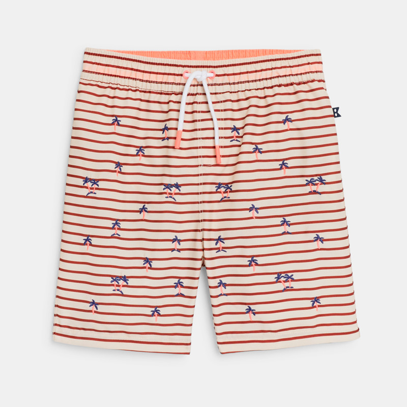 Gestreifte Badebermudas mit Palmenmotiv für Jungen