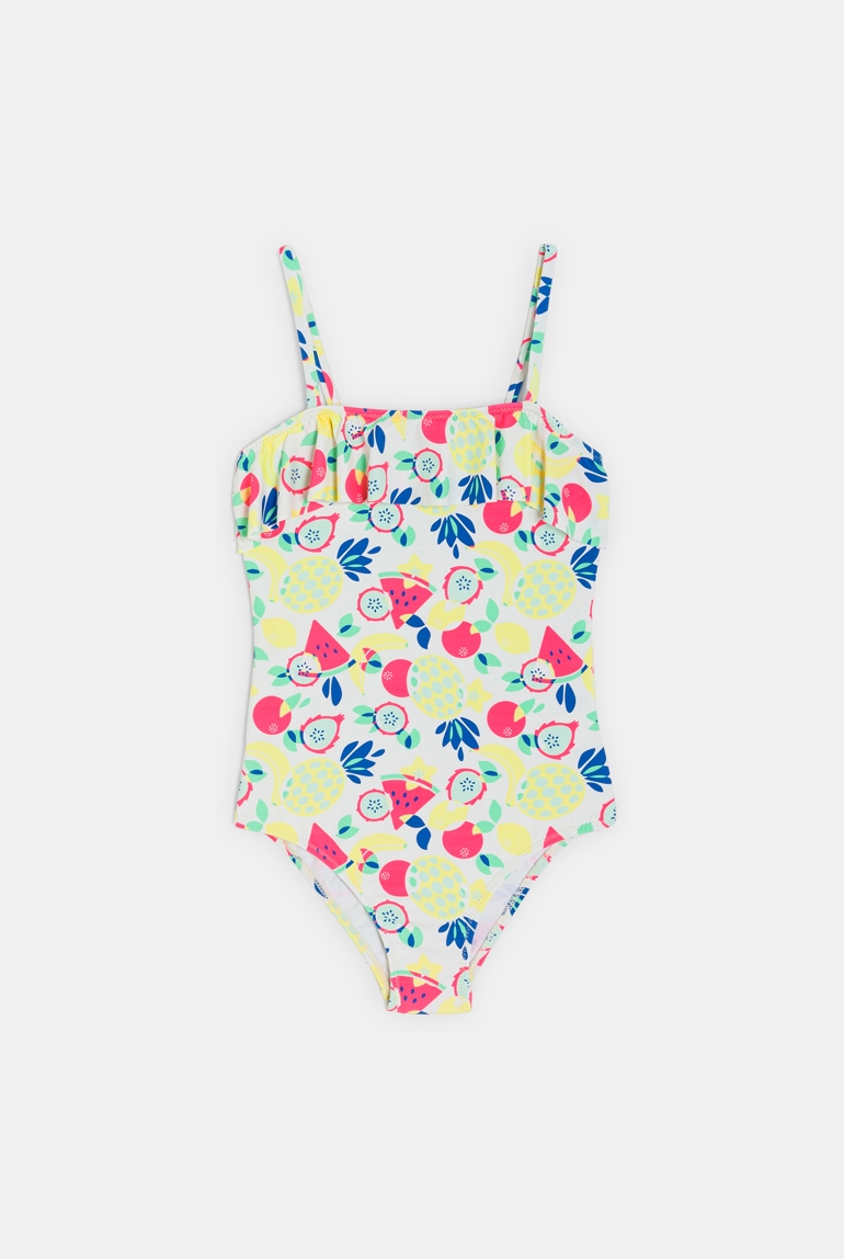 Maillot de bain rayé 1 pièce blanc Fille 1