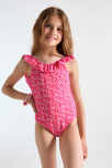 Maillot de bain imprimé 1 pièce rose Fille 1