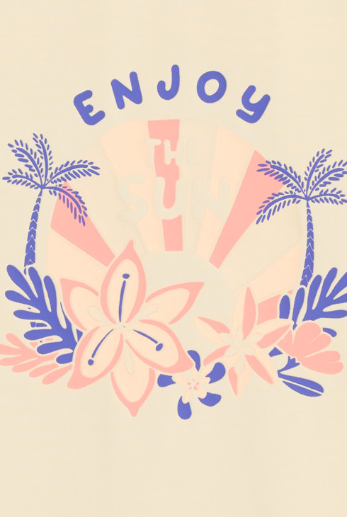 Girl's beige 3/4-sleeve UV protection T-shirt 2