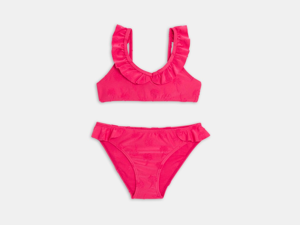 Maillot de bain volanté 2 pièces rose Fille 2