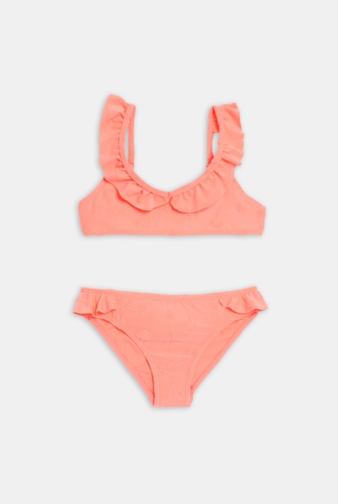 Girls' peach ruffle bikini 2