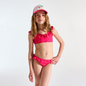 Rosa Bikini mit Volants für Mädchen