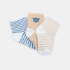 Chaussettes rayées beige bébé garçon (lot de 3)