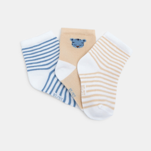 Chaussettes rayées beige bébé garçon (lot de 3) 1