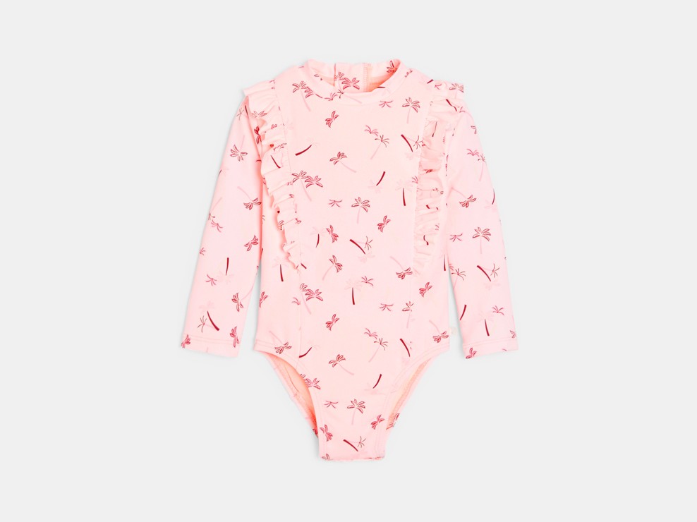 Roze zwempakje met palmprint voor babymeisjes 2