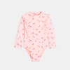 Combinaison de bain palmiers rose bébé fille