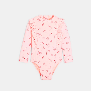 Combinaison de bain palmiers rose bébé fille 1