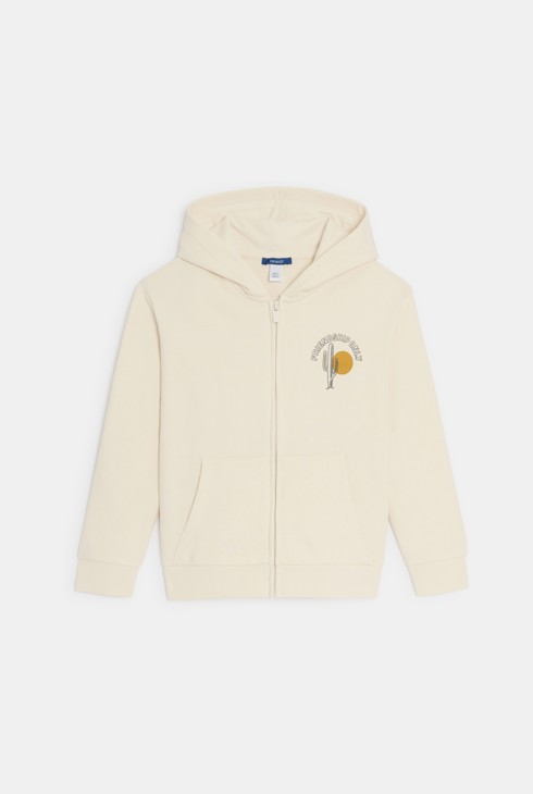 Sweat-shirt à capuche motif devant et dos écru Garçon