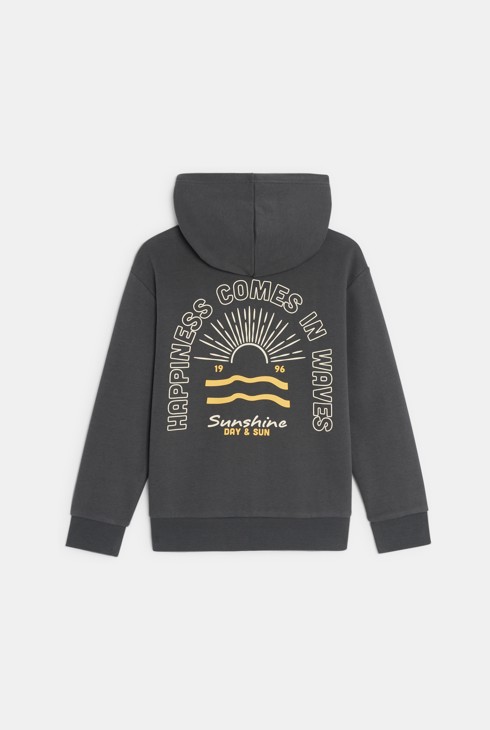 Tamnosiva majica s kapuljačom i s motivom sprijeda i na leđima za dječake 2
