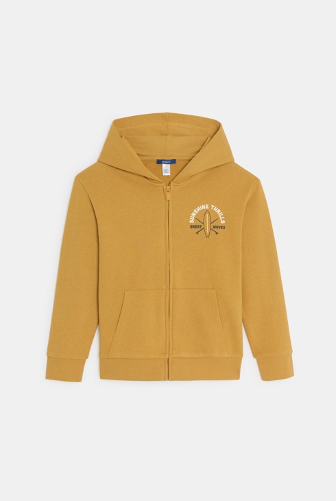 Hoodie mit Print auf der Vorder- und Rückseite in Curry-Gelb für Jungen 2