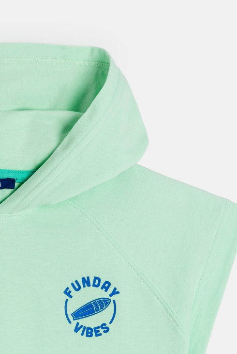 Sweat-shirt à capuche manches courtes vert Garçon