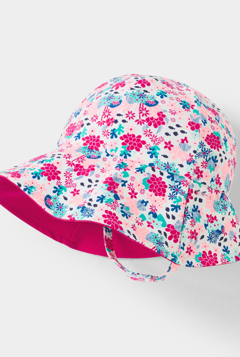 Chapeau de soleil anti UV rose bébé fille 1