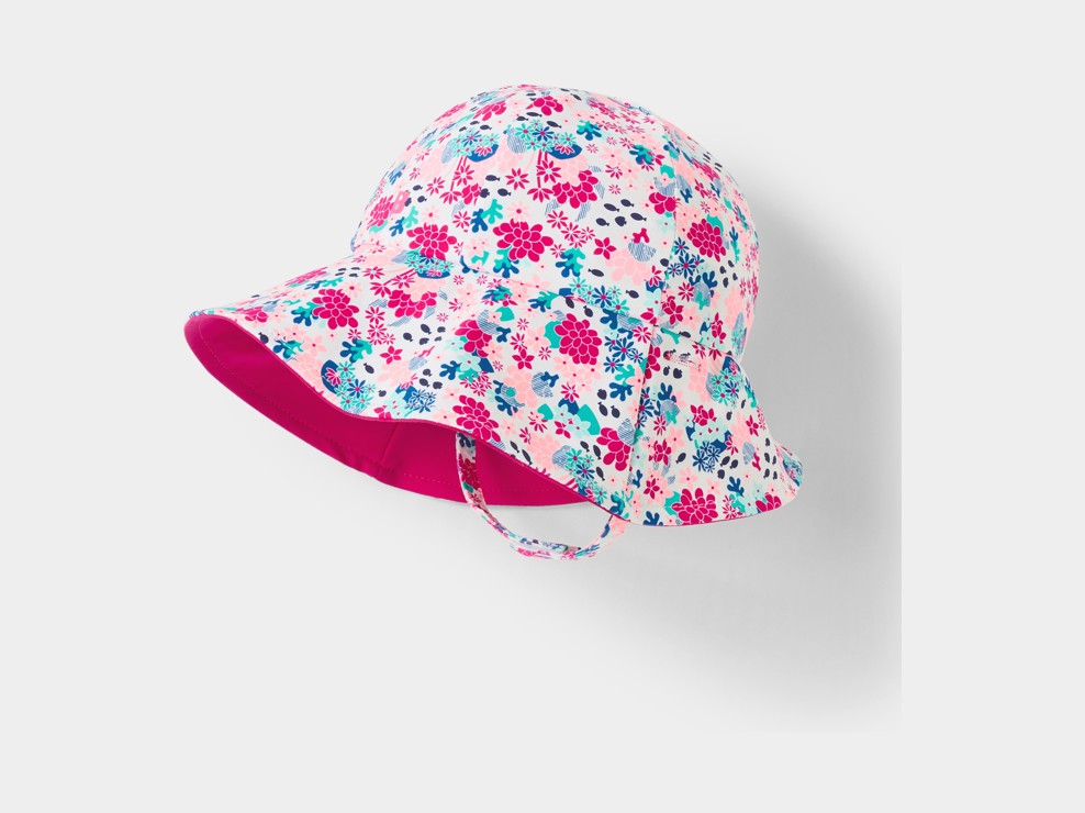 Chapeau de soleil anti UV rose bébé fille 1