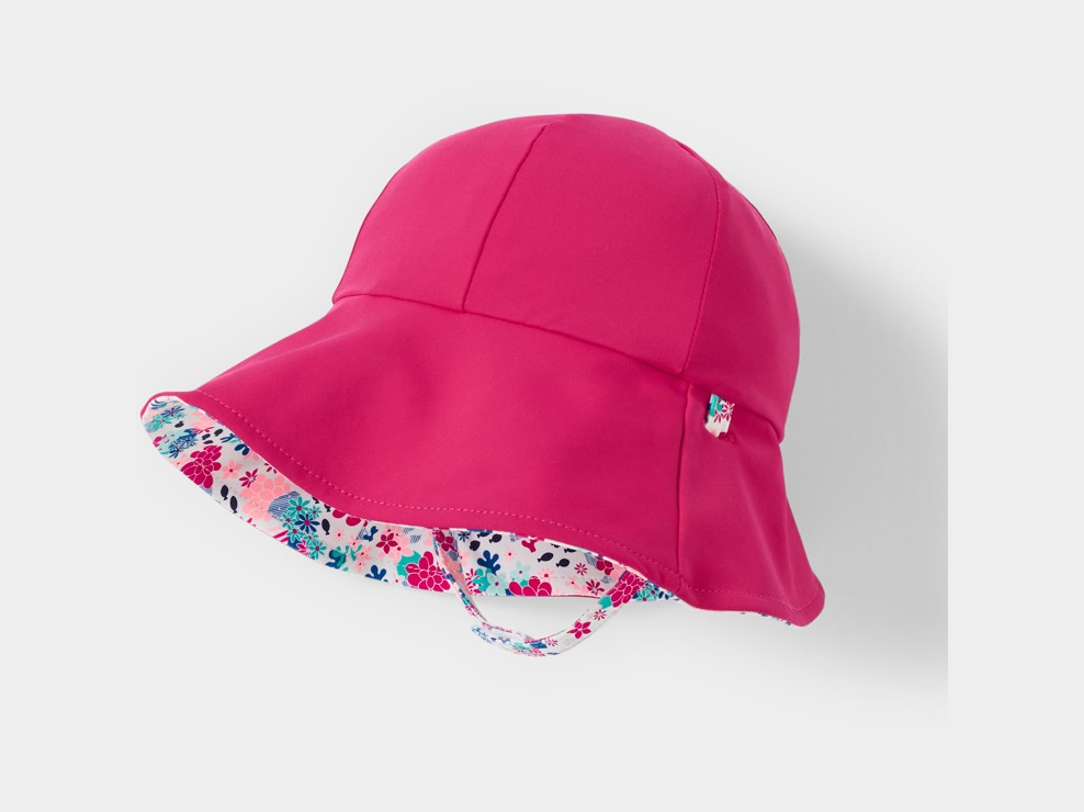 Chapeau de soleil anti UV rose bébé fille 2