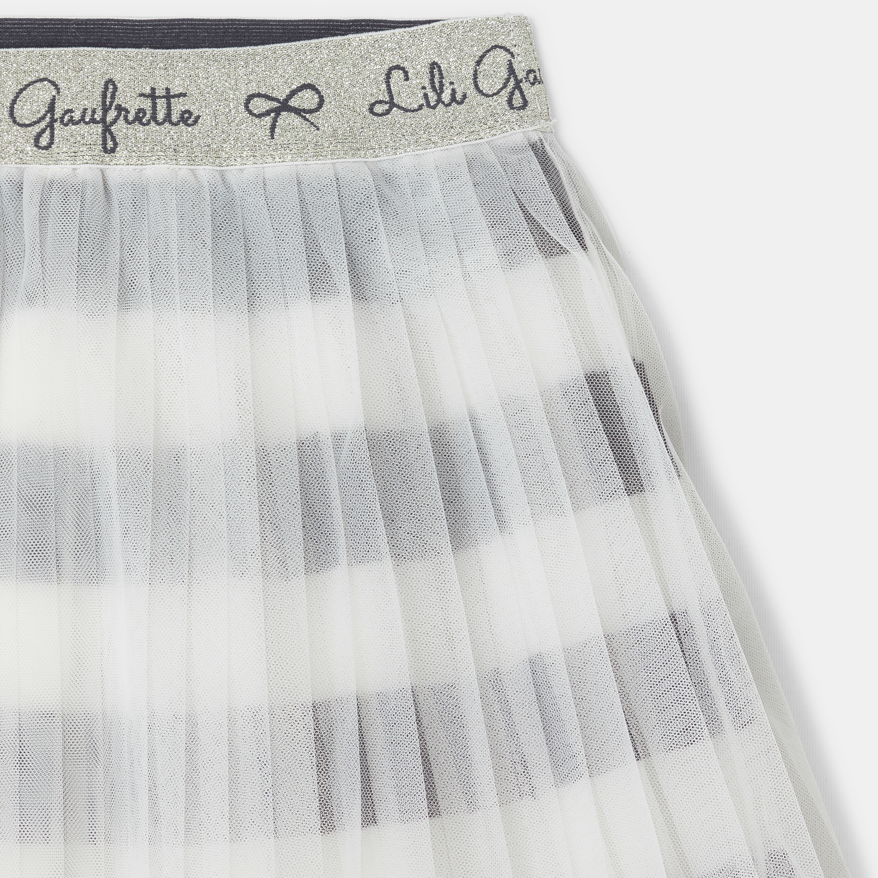 Plissierter Unterrock aus schwarz-weiß gestreiftem Tüll Mädchen Lili Gaufrette 2