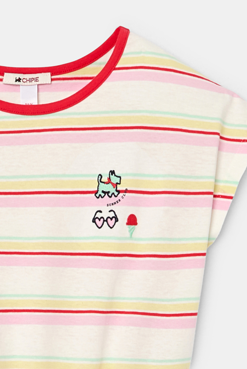 Mehrfarbig gestreiftes Sommerkleid Chipie für Mädchen