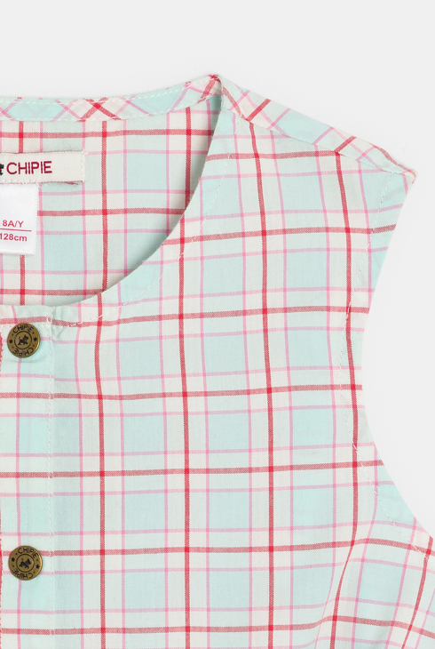 Ärmellose rosa Bluse mit Karomuster Mädchen Chipie