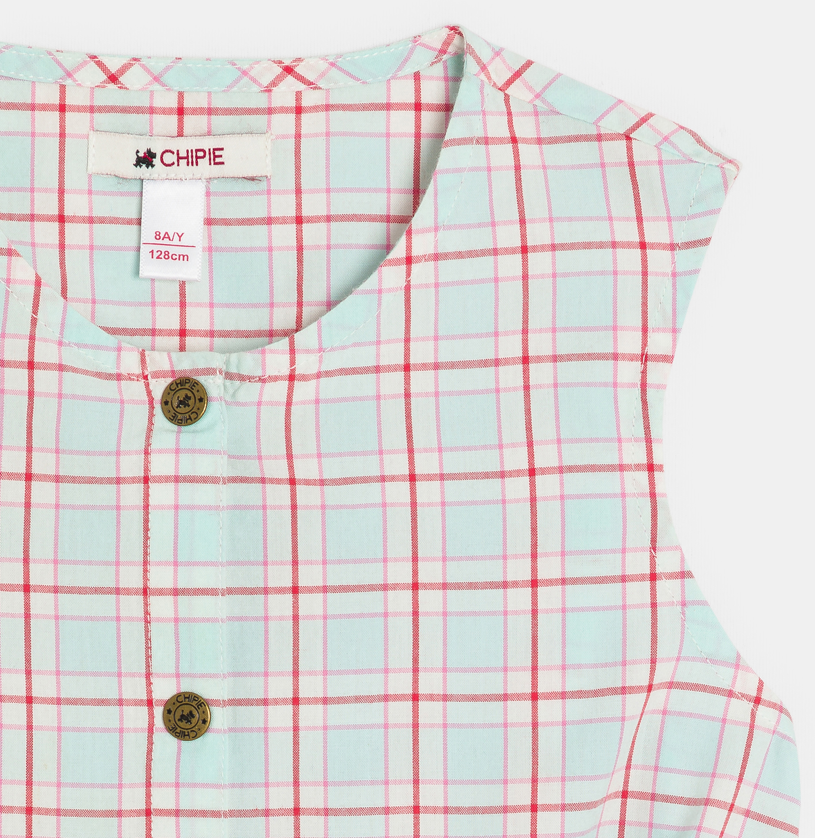 Blouse sans manches à carreaux rose fille Chipie 2