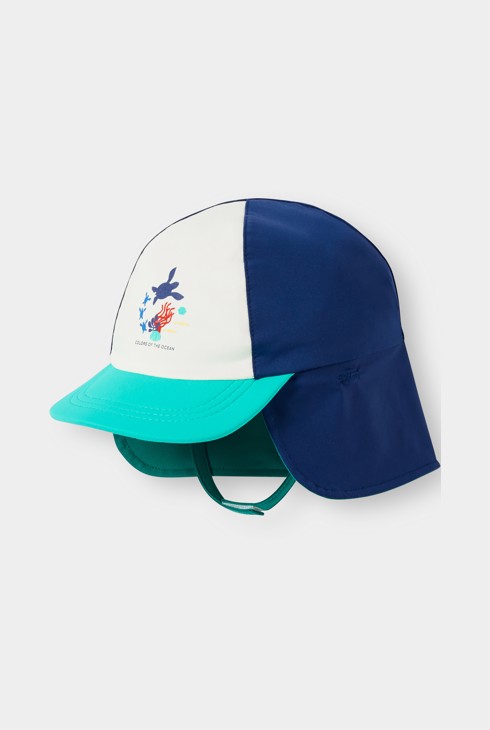 Chapeau de soleil anti UV bleu bébé garçon 1