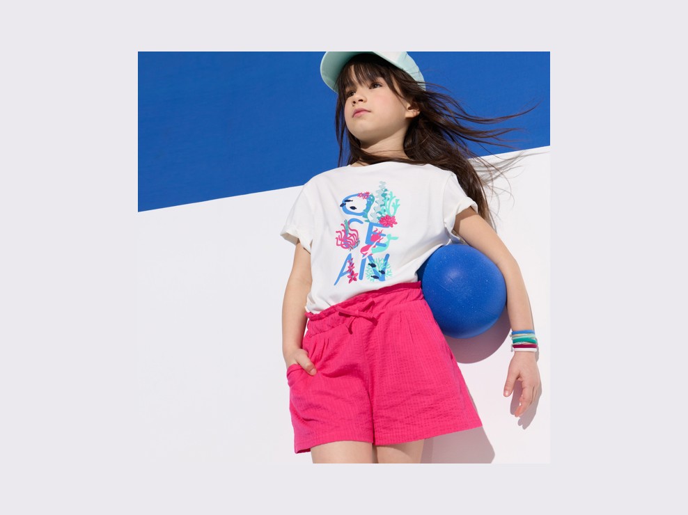 Short souple en jersey fantaisie rose Fille 1