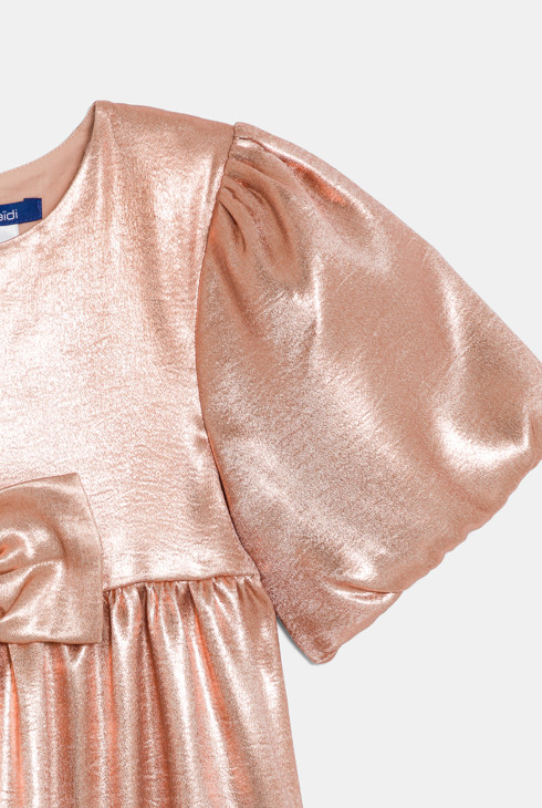 Robe en crêpe irisé à manches ballon rose Fille