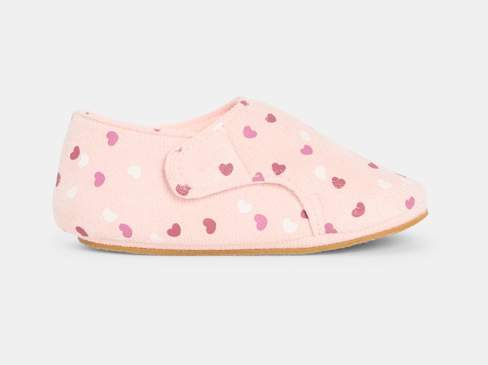 Chaussons cœurs rose bébé fille 1