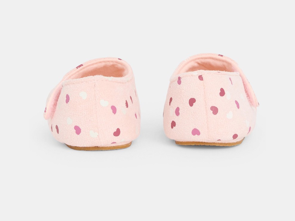 Rosa Hausschuhe mit Herzen Kleinkind Mädchen 2
