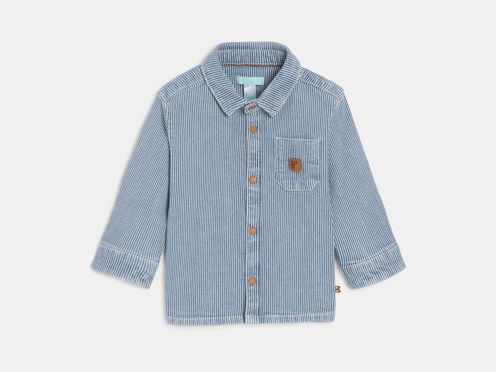 Blaue gestreifte Hemdjacke Kleinkind Junge 1