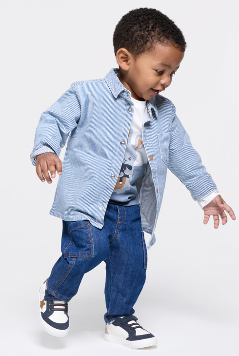 Surchemise rayée bleu bébé garçon 2