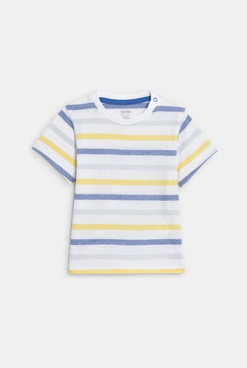 Kurze Latzhose und gestreiftes T-Shirt in Blau Kleinkind Junge