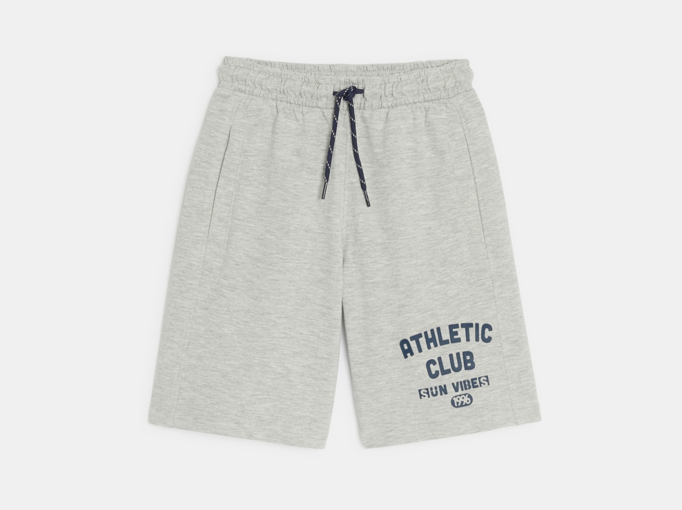 Bermuda sportswear en jersey gris chiné Garçon 1