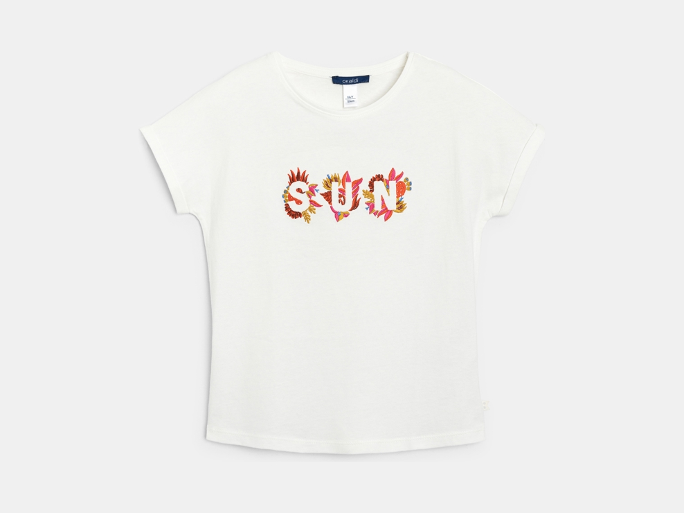 Camiseta de manga corta bordado blanco niña 1