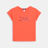 T-shirt manches courtes brodé orange Fille