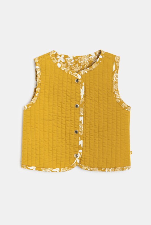 Ockergelbe Wendejacke aus dicker Baumwolle Kleinkind Mädchen 2